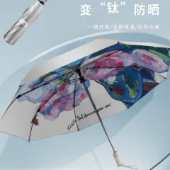 8骨太阳伞女防晒钛银双层防紫外线小巧折叠全自动晴雨两用遮阳伞